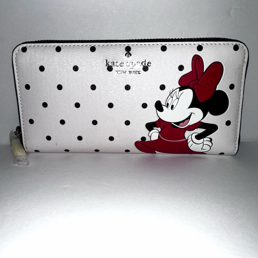 Disney X Kate Spade Continental Minnie Mouse Wallet Polka Dot. Featuring Figaro
